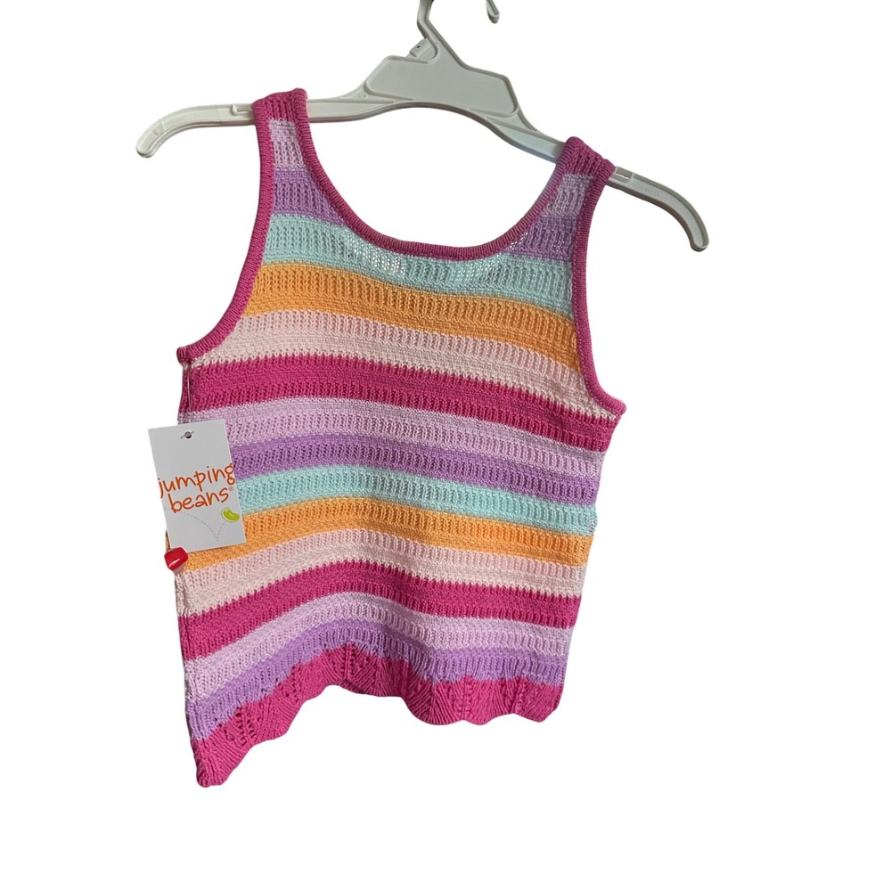 Jumping Beans Girls Knit Tank‎ Top Striped Sleeveless Colorful Size 7 NWT - Picture 2 of 6